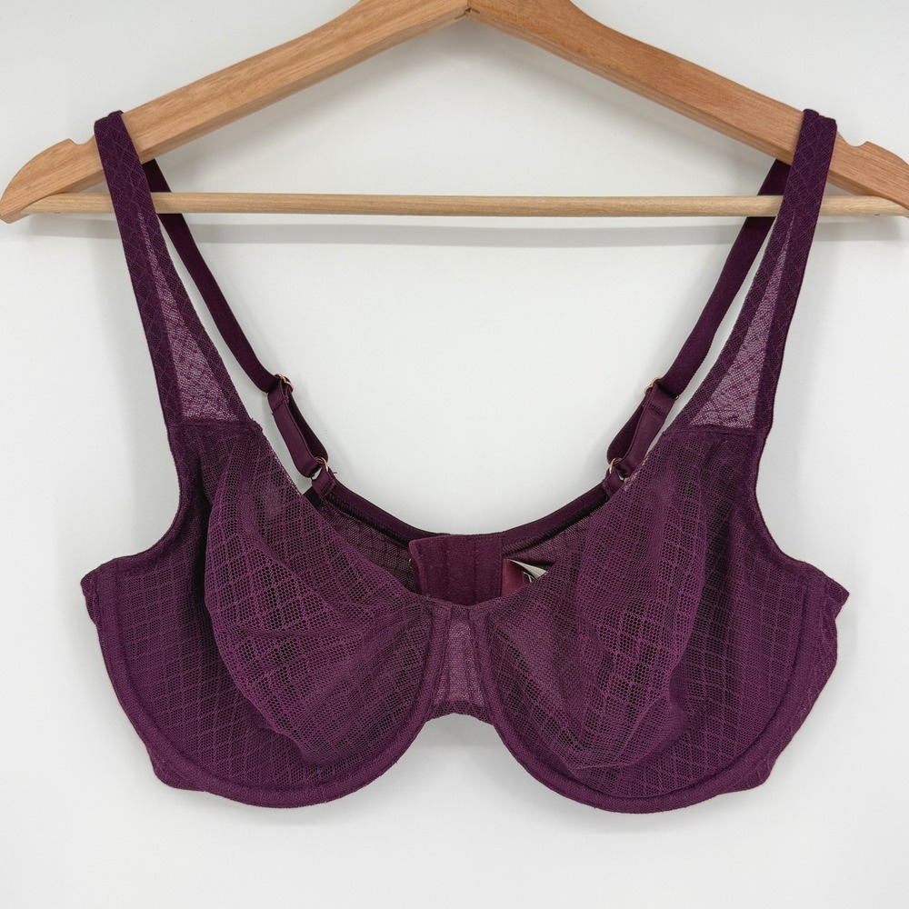 True & Co Purple Mesh Unlined Bra 34D